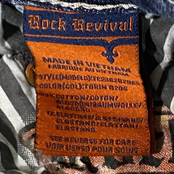 Rock Revival Mens Torin Boot Cut Jeans Size 38 Modern Western Edgy Urban Cowboy - Picture 9 of 10